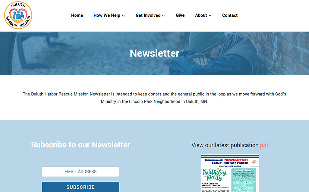 WebWorks website design portfolio -Duluth Harbor Mission